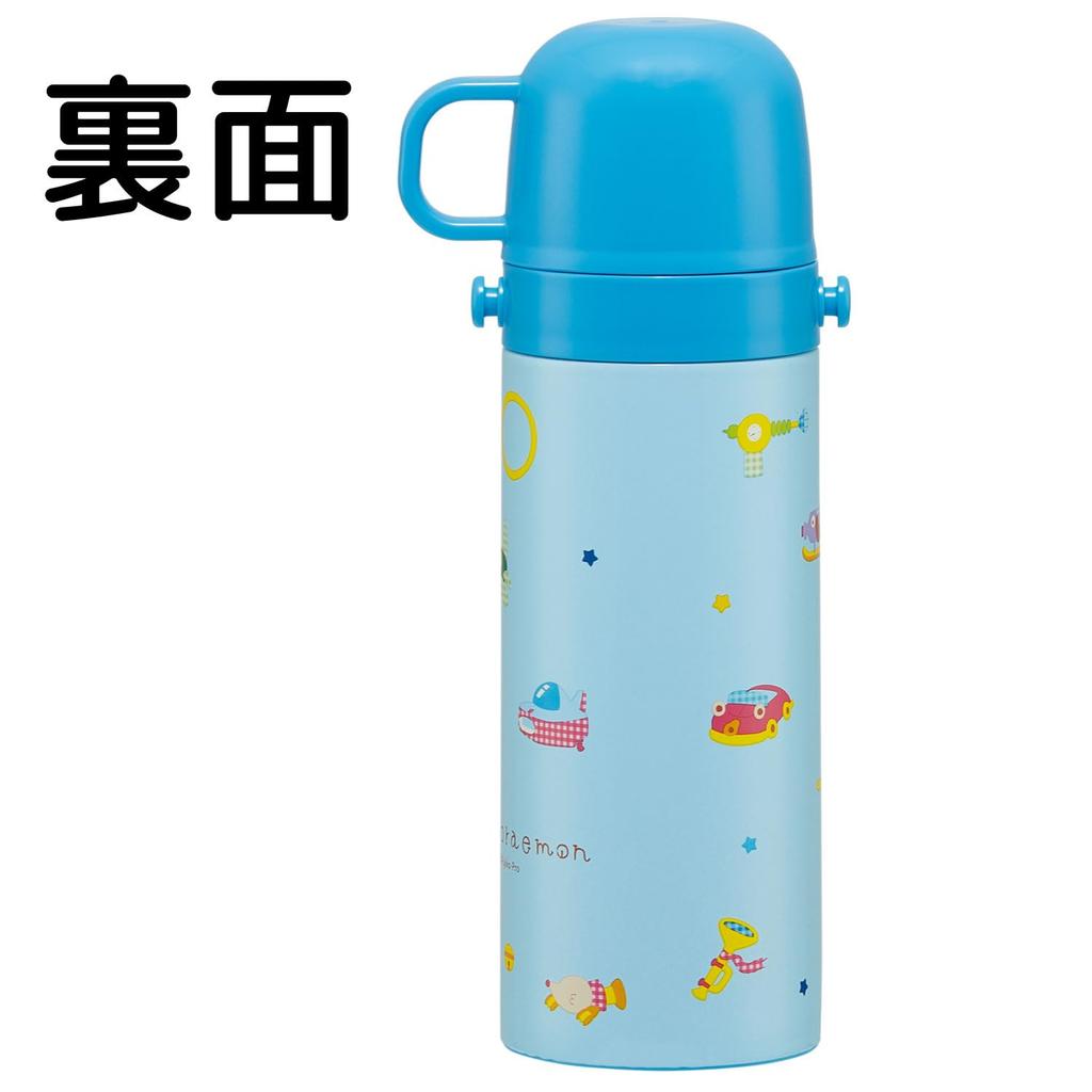 Skater Children's Water Bottle, 2-Way, 470ml (Direct Drinking) or 430ml (Cup Drinking), Sanrio "I'm Doraemon" Gingham Design, Stainless Steel,