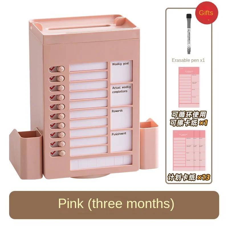 

Multi-function Rotating Pen Holder Self-discipline Clock in Desktop Learning Pen Holder Storage Box Desktop Storage Rack рожевий