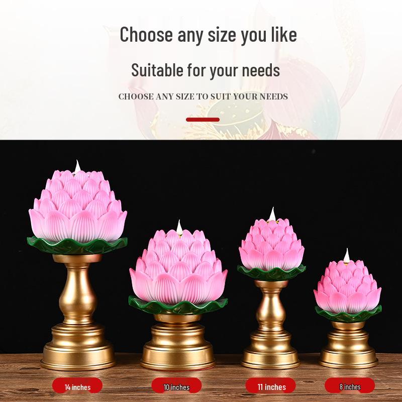 LED Lotus Flame Lamp: Floating Candle Holder with Plug-in/Battery Options, Ideal for Home or Buddha Offerings