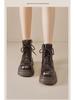 Augusden Women's 2025 Autumn Brown Chunky Heel Platform Ankle Boots - English Style Motorcycle Design