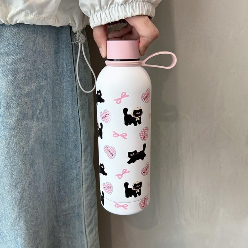 Cartoon Prints Students Coffee Mug Stainless Steel Insulated Water Bottle Outdoor Travel