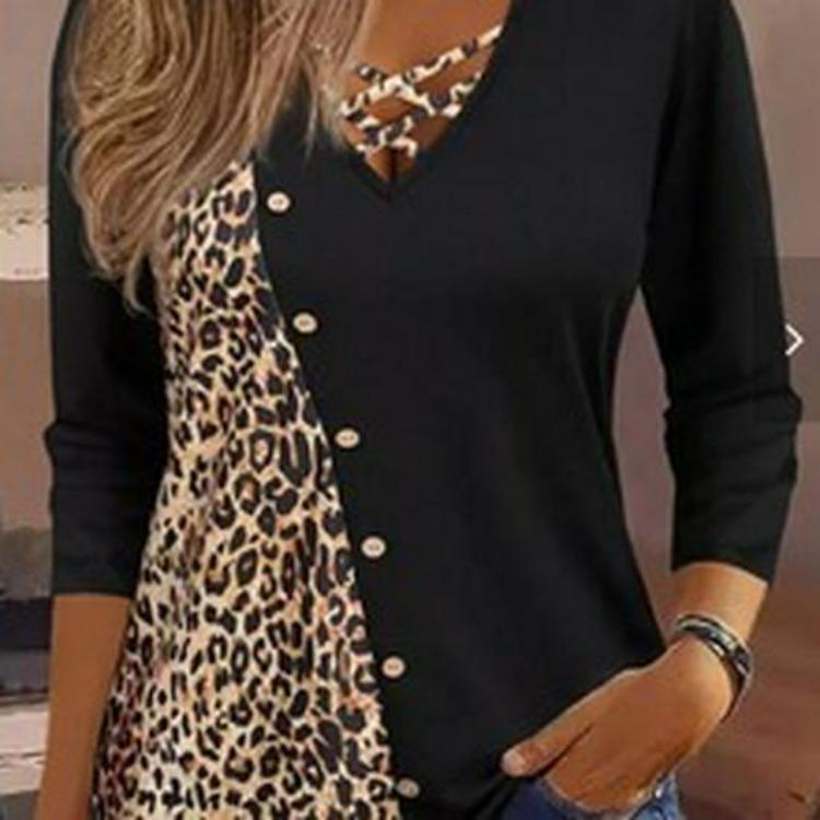 Women's Fashion Solid Color Top Twist Button Spring Summer European American Style