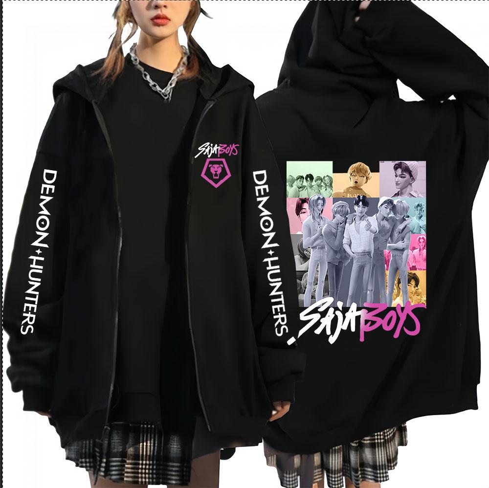 K-pop Saja Boys Demon Hunters Movie Zip Up Hoodie Men Women Harajuku High Quality Fans Gift Oversized Zipper Hoodies Jacket
