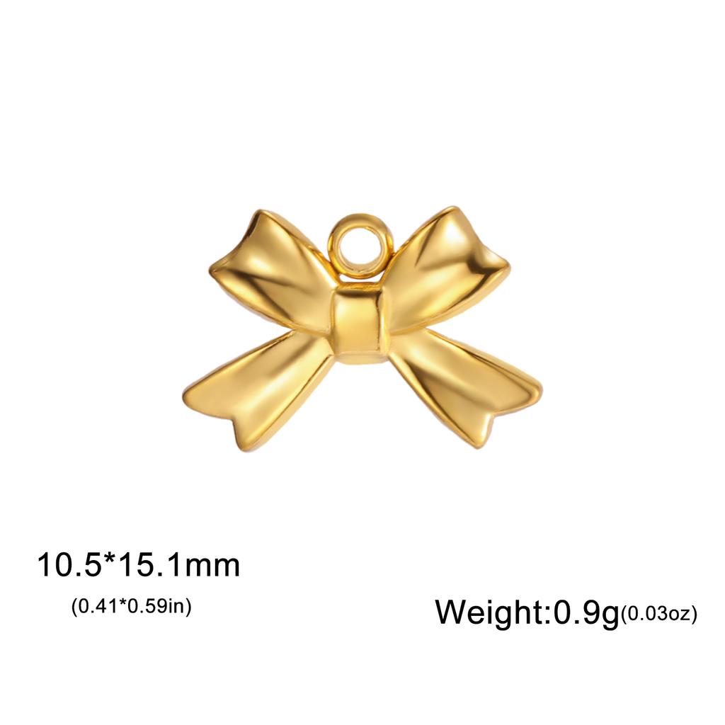 Teamer 3pcs Classic Bowknot Charms for Jewelry Necklace Earrings Making DIY Stainless Steel Gold Color Pendant Wholesale No Rust