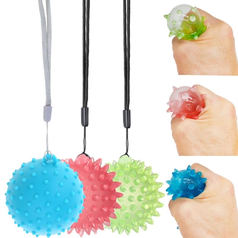 Hand Therapy Stress Ball with Cord, Hand Grip Strength Trainer, Massage Ball, Relief Ball Finger Hand Grip Massage Ball