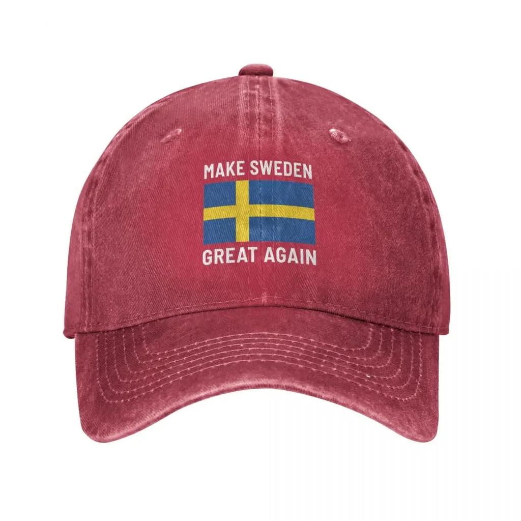 Make Sweden Great Again Sport Retro Denim Washed Baseball Caps Men Cowboy Activities Hats Hiking Peaked Cap