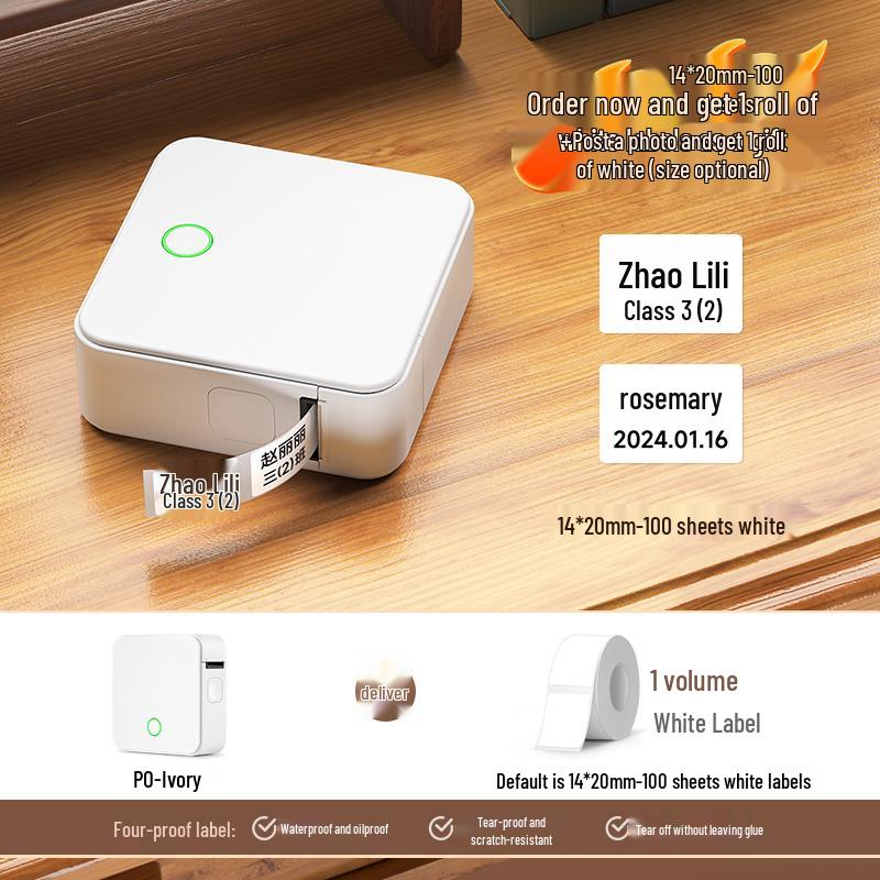 2P80 Portable Bluetooth Label Printer: Handheld, Self-Adhesive, Transparent Stickers