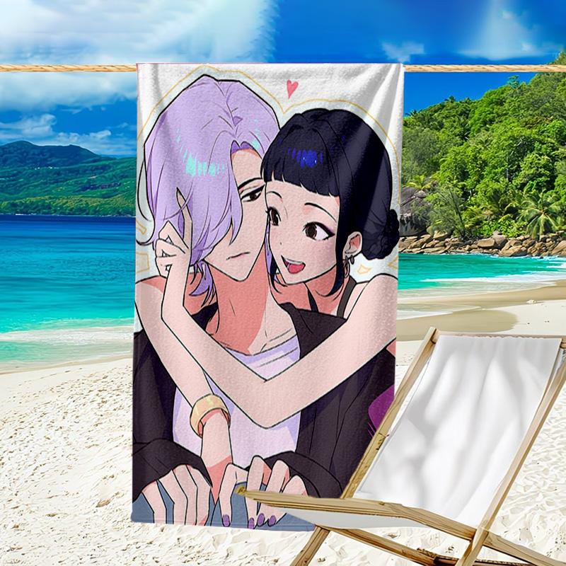 1pc KPop Demon Hunters ZOEY6 Beach Towel, Beach and Seaside Swimming Pool Equipment, Fashion Pattern, Rectangular, Travel Essentials
