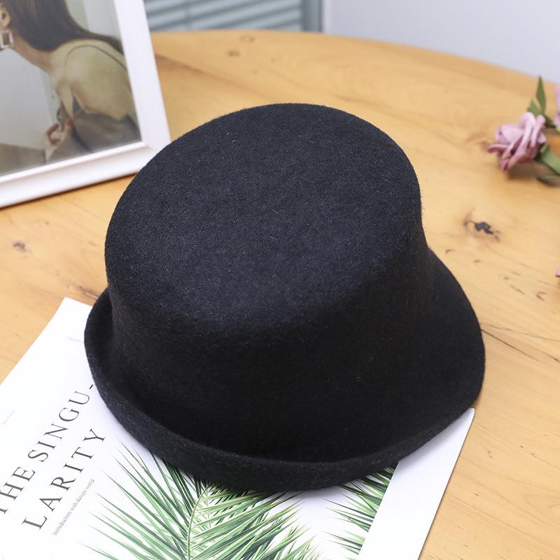 New felt basin hat women's autumn and winter fashion crimped bucket hat bucket hat warm wool hat