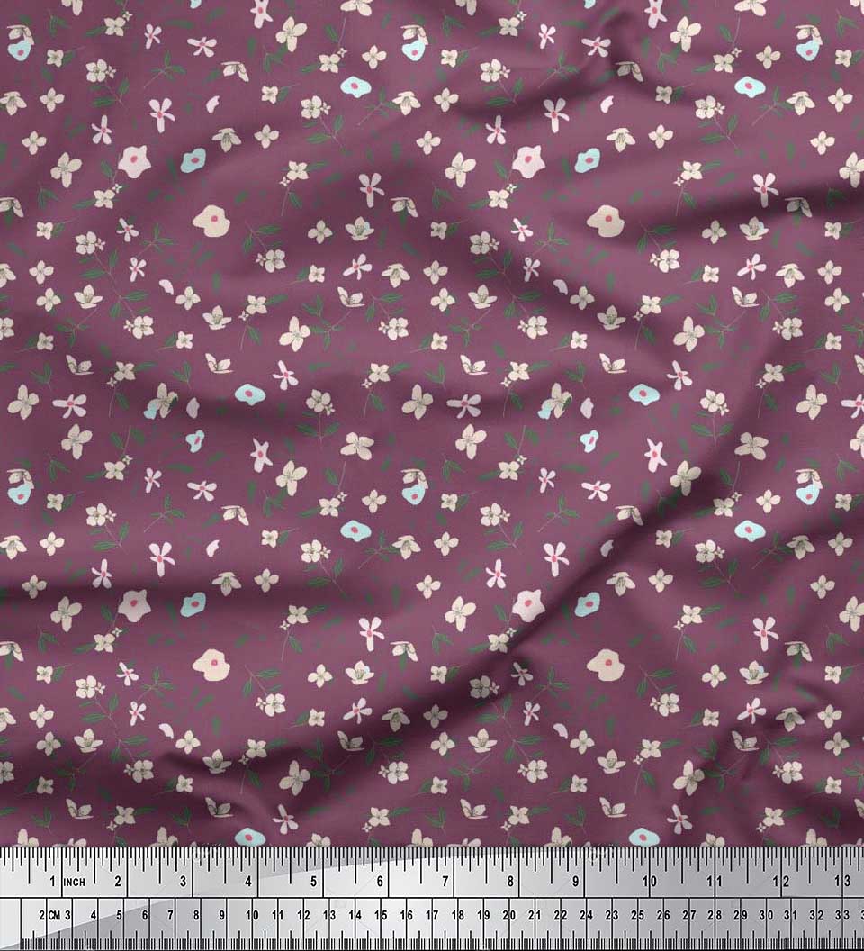 

Тканина Soimoi Japan Crepe Satin Leaves & Floral Shirts Print Тканина на метри 42 дюйма 42 Inch Wide - Poly Crepe фіолетовий