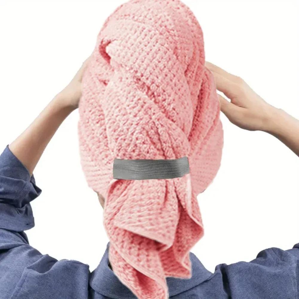 Toalha de cabelo em microfibra extra grande ultra absorvente com fecho de elástico, toalha de cabelo de secagem rápida tipo turbante