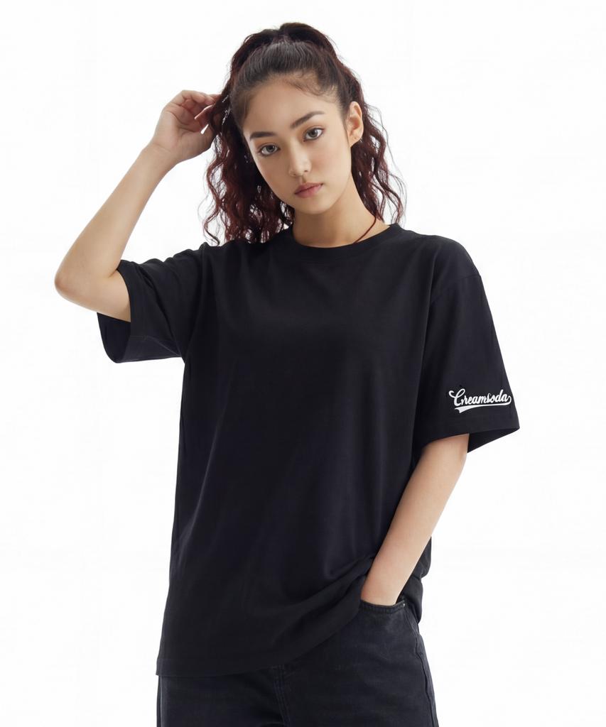 CREAM SODA LAB Sleeve Small Logo Authentic Short Sleeve T-Shirt Black