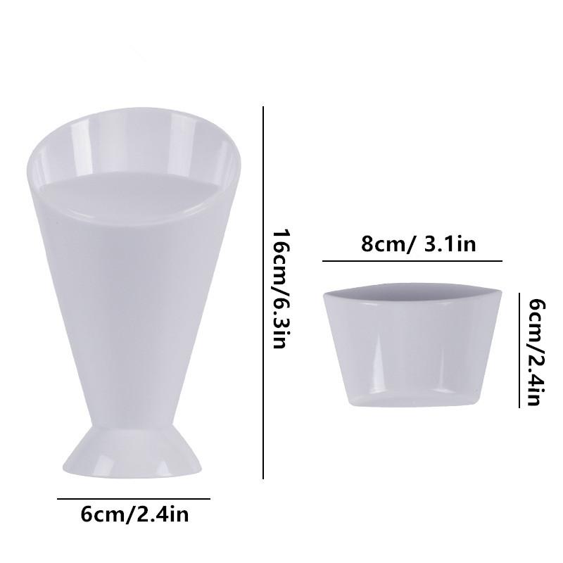 

Assorted Fries Shelf Holder Cone Stand - Plastic Dip Cup with Two Cup-Mouth Tableware Tray Kitchen Snack Container белый