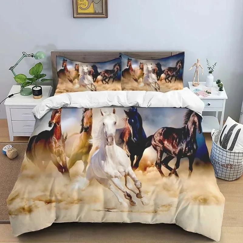Luxury New 3D Print Horses Hd Print Bedding Set Double BedChildrenS Bed Duvet Covers Pillowcases Bedding Set Teens Bedding Set