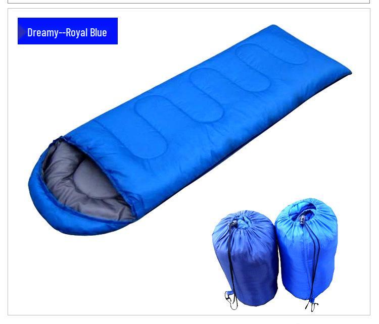 Green Adult Winter Camping Sleeping Bag - Egg Shape, Hollow Cotton, Envelope Style. 210x75cm синий