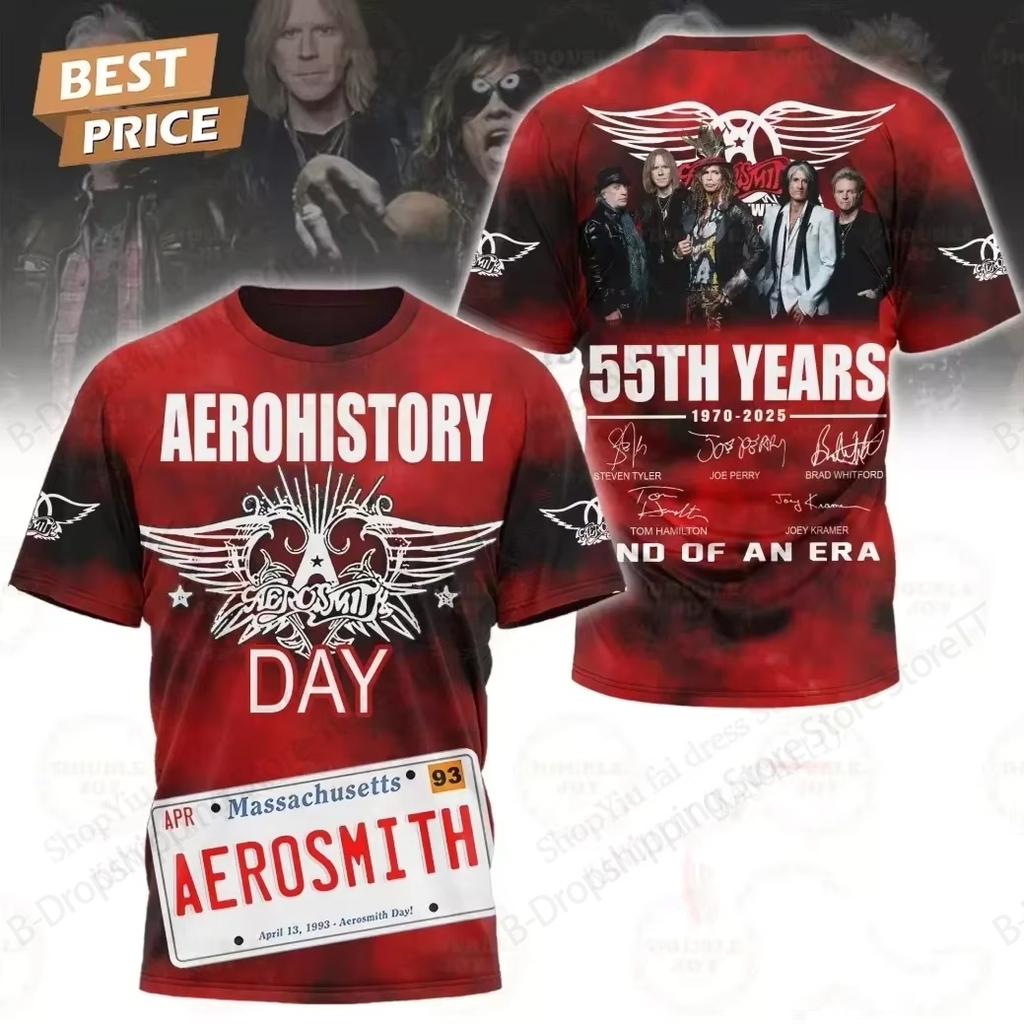 New Hot Vintage Aerosmith Band 3D Printed T-shirt Men Women Fashion Hip Hop Short Sleeve Rock Tops Tees Mens clothing camisetas