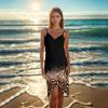 Sleeveless Shiny Beach Sundress Leopard Print Cover Up Skirts Elegant Women Wrap Up Dress  Party