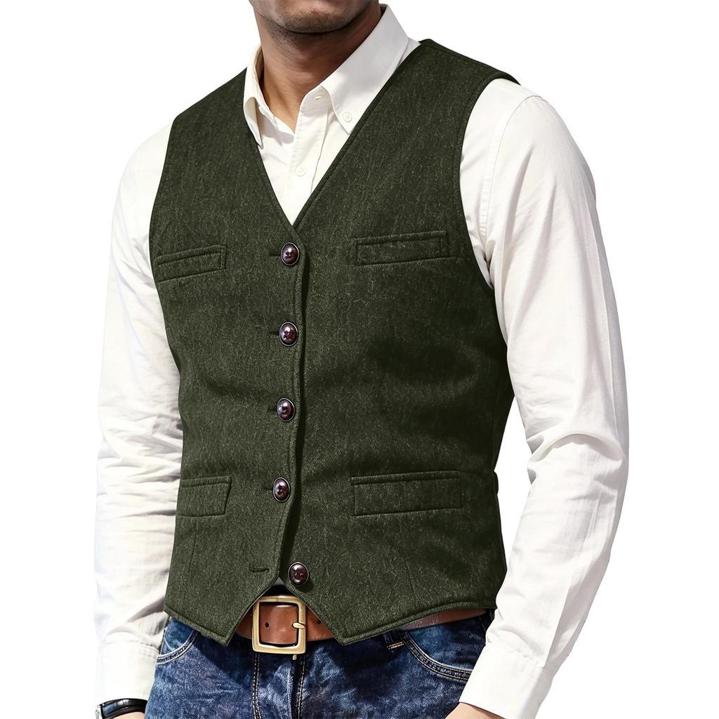 Men's Business Slim Fit Vest, Color, Fit, Formal Sleeveless Vest for Suit