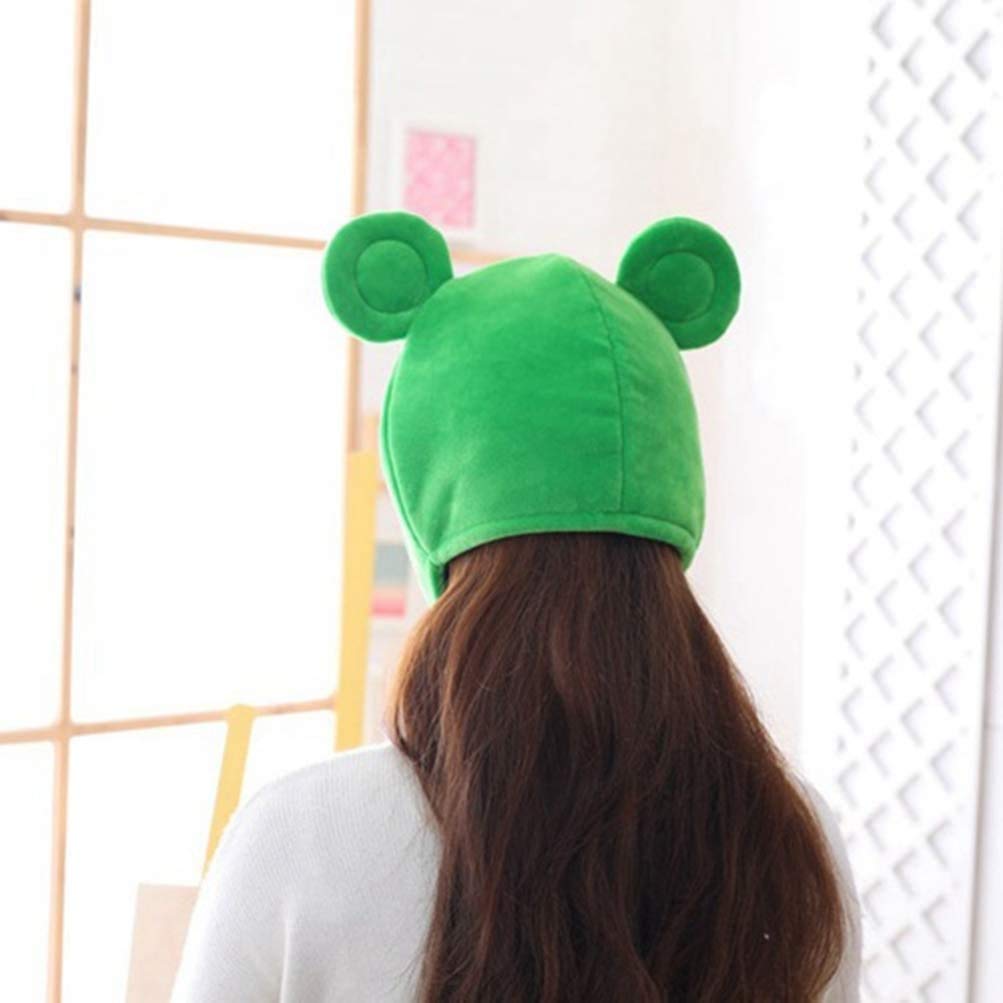 Bestmaple Animal Cap, Plush Headgear, Cute, Fluffy, Plush Cap, Mask Animal Costume (Frog)