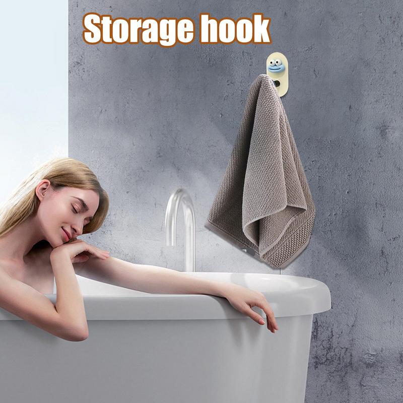 ABS Wall Mount No-Drill Hooks Key Chain Storage Rack Strong Self Adhesive Coat Hat Hanger Girl Child Room Decoration Holder