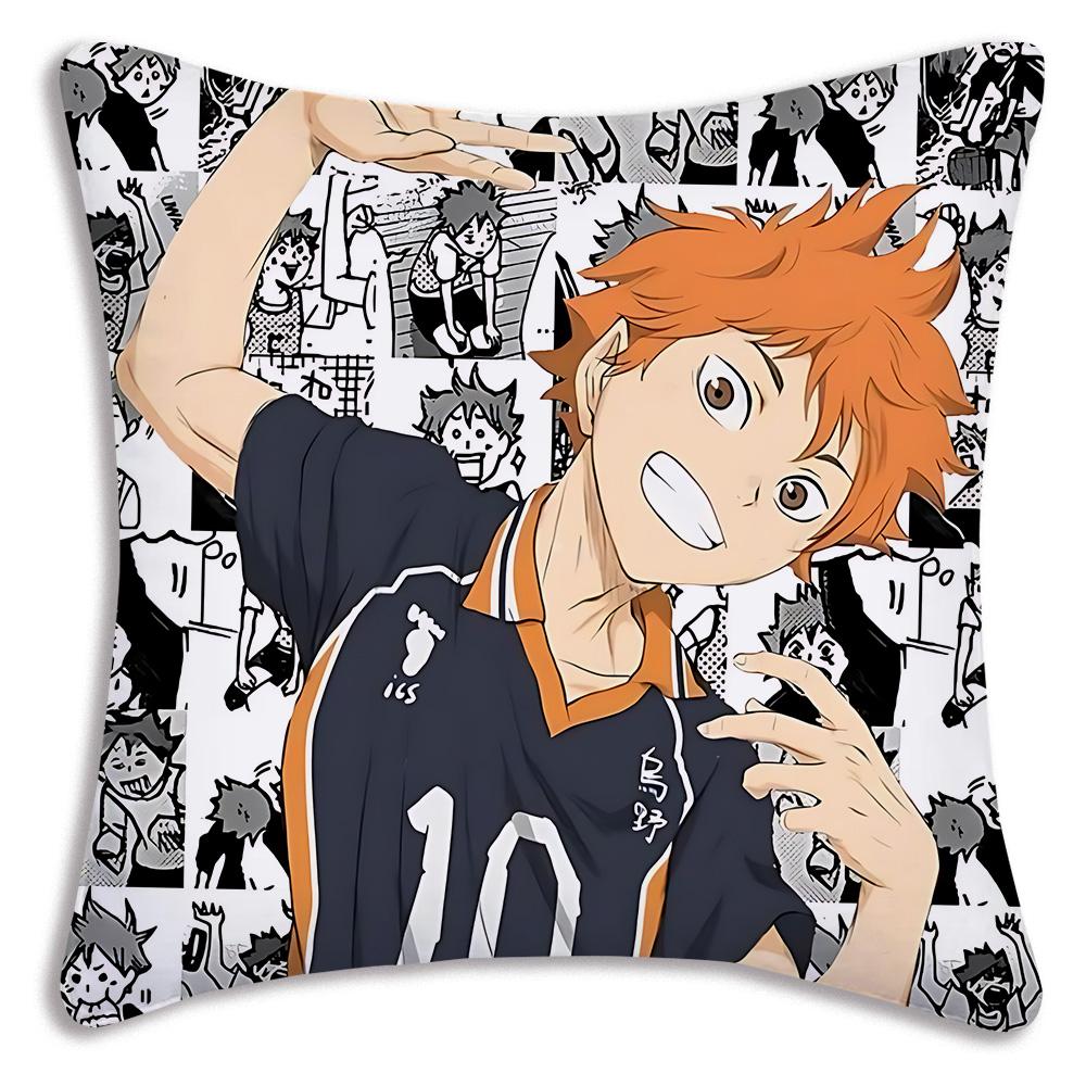 Comic Anime h-Haikyuus Kissenbezüge Cartoon Sofa Dekoratives Zuhause Zweiseitiger Druck Kurzer Plüsch Niedlicher Kissenbezug