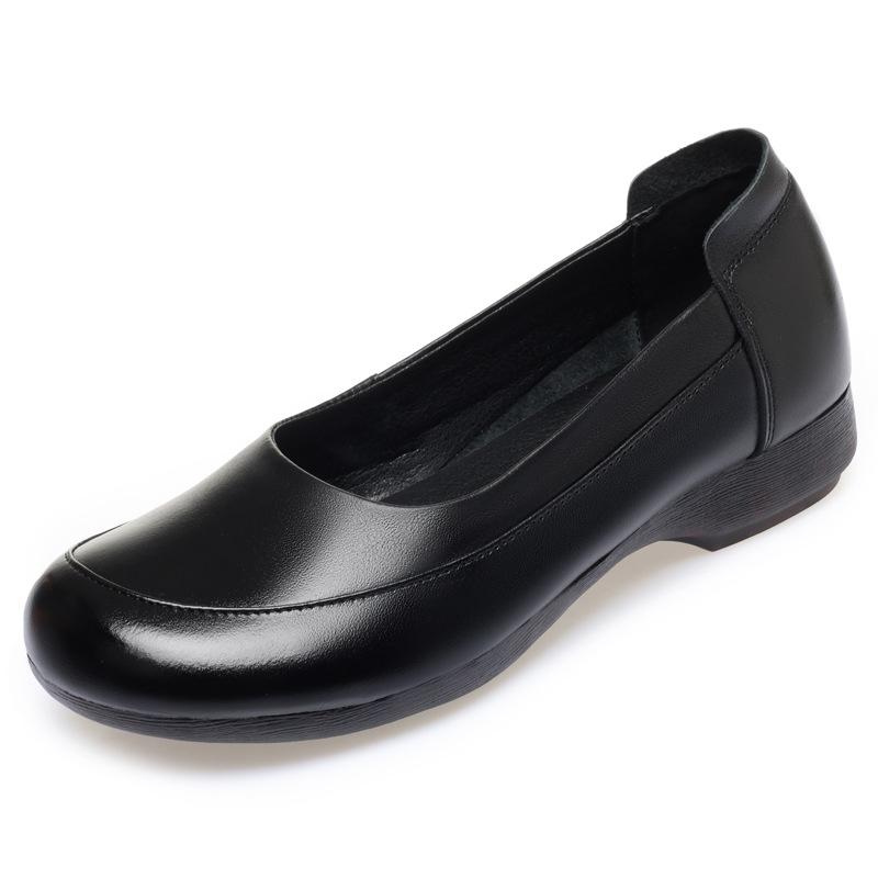Fashion Genuine Leather Women's Shallow Mouth Single Shoes Women Pumps Fashion Large Size Low Heels Cozy Soft Soles Loafers Casual Shoes