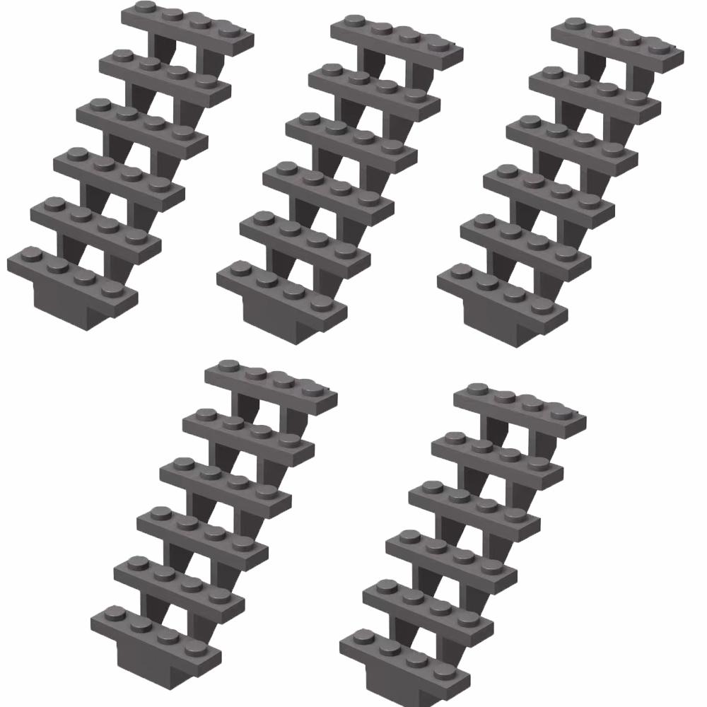 MOC Staircase Bricks 7x4x6 - 5pcs Straight Open Steps 30134 for Modular Building Blocks, DIY Construction Stairs Ladder for City