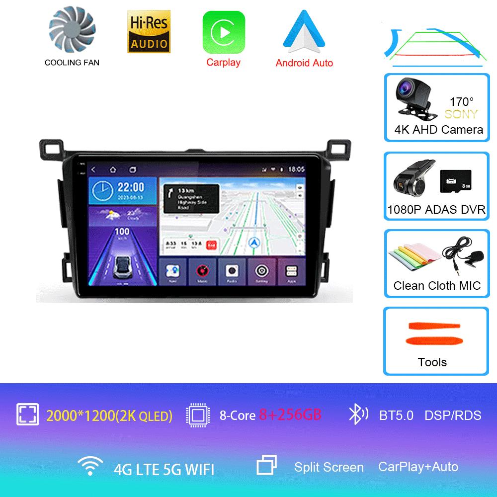 Android 14 For Toyota RAV4 Rav 4 2013 2014 2015 - 2019 Carplay Auto Car Radio GPS Navigation DSP 360 Camera 2 Din Video Stereo