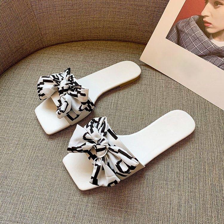 Women s bowknot Slide Sandals, Casual Square Open Toe Flat Summer Shoes, Lightweight Slide Sandals 36 белый