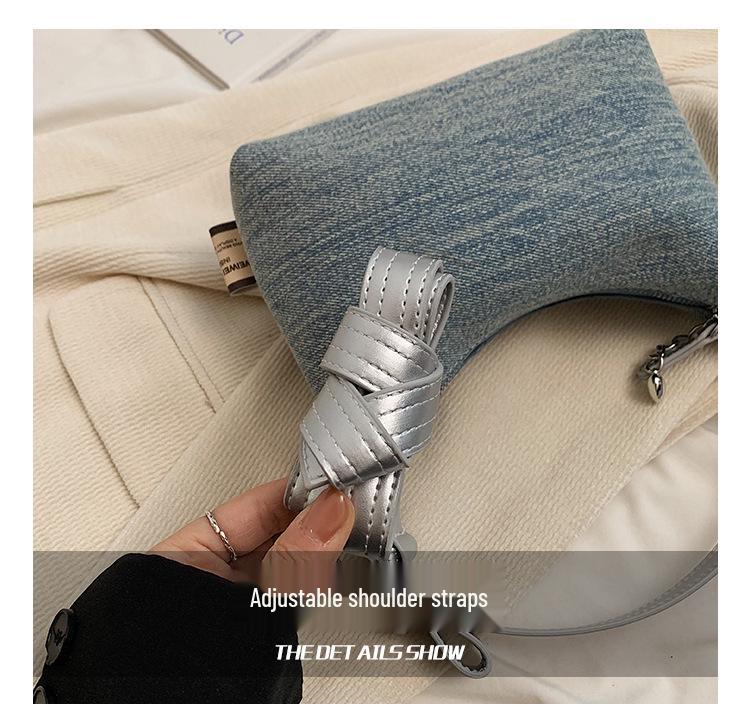 Women's Denim Summer 2024 Fashion Crossbody Handbag - Niche Design Dumpling Bag
