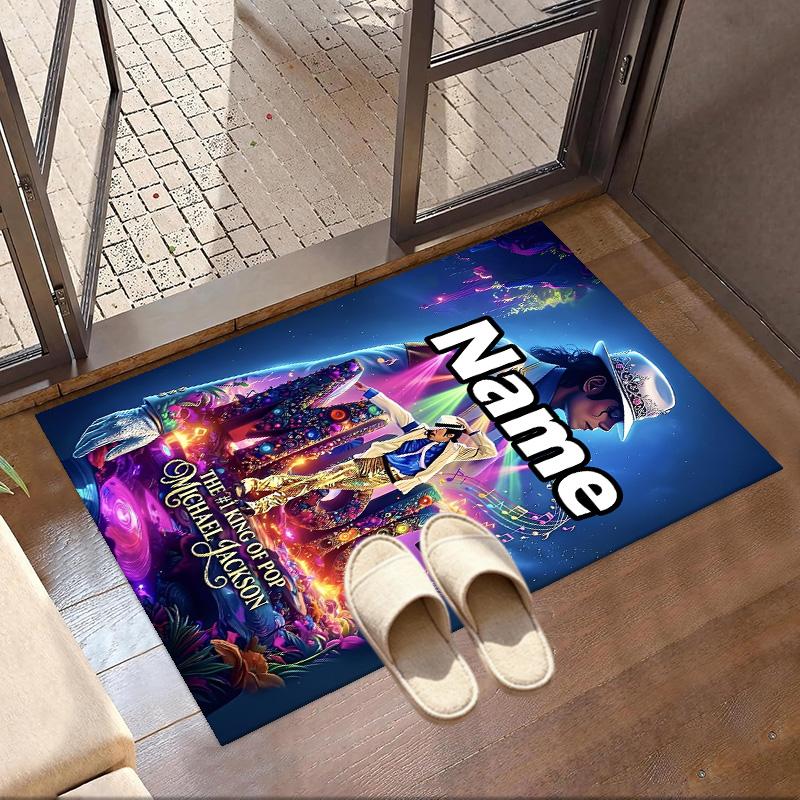Custom Name Personalized Michael Jackson Print Carpet, Versatile Home Decor Rug, for Playroom, Apartment, Balcony, Entryway, Hallway Gift