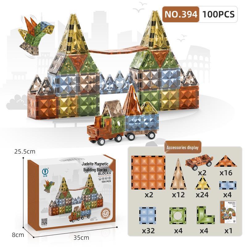 Children's 4D Colorful Magnetic Building Blocks - Strong, Educational Emerald Tiles
