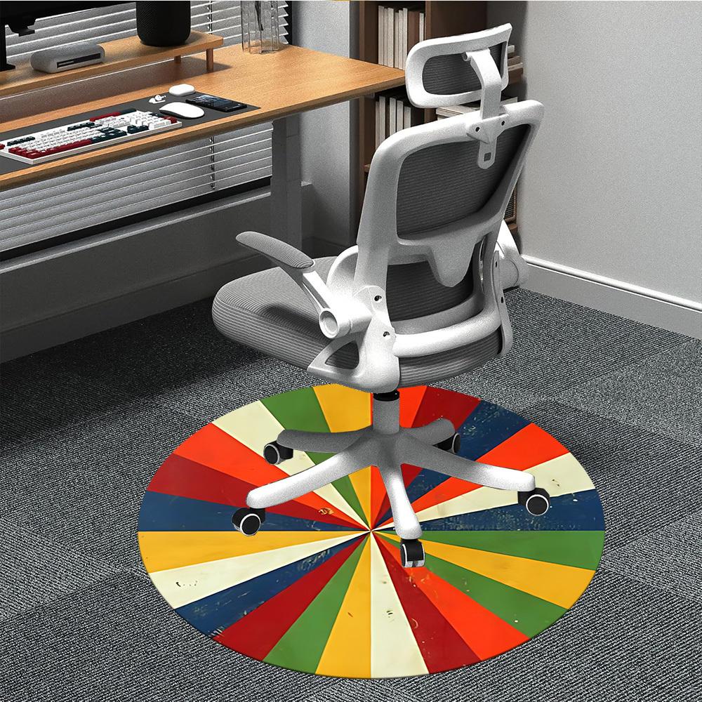 1PC Color Wheel Office Round Area Rug, Mat Suitable For Office, Under Office Chairs Bedroom Living Room Home Decor, Room Deco