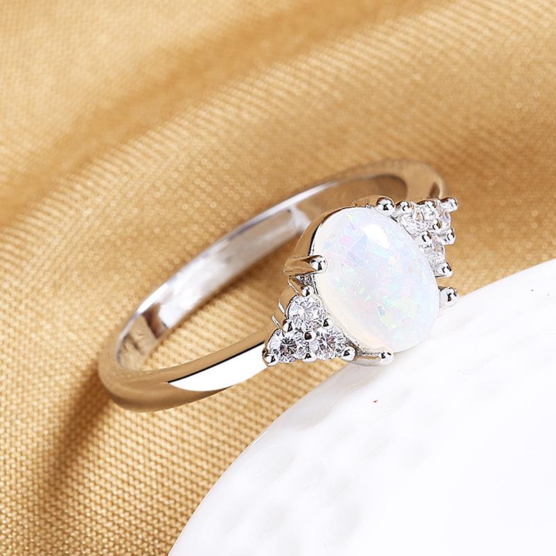 Opal Eiförmiger Retro Femininer Ring - Weiß, Schlicht, Kreativer Schmuck