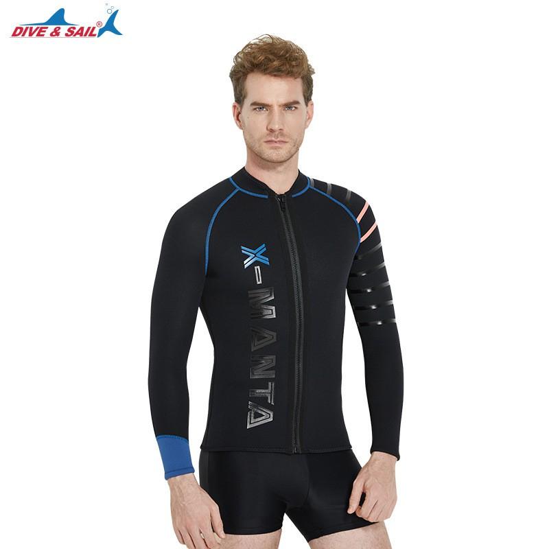 3MM Diving Suit Men's Split Top Snorkeling Surfing Long-sleeved Swimsuit Thickened Warm Coat