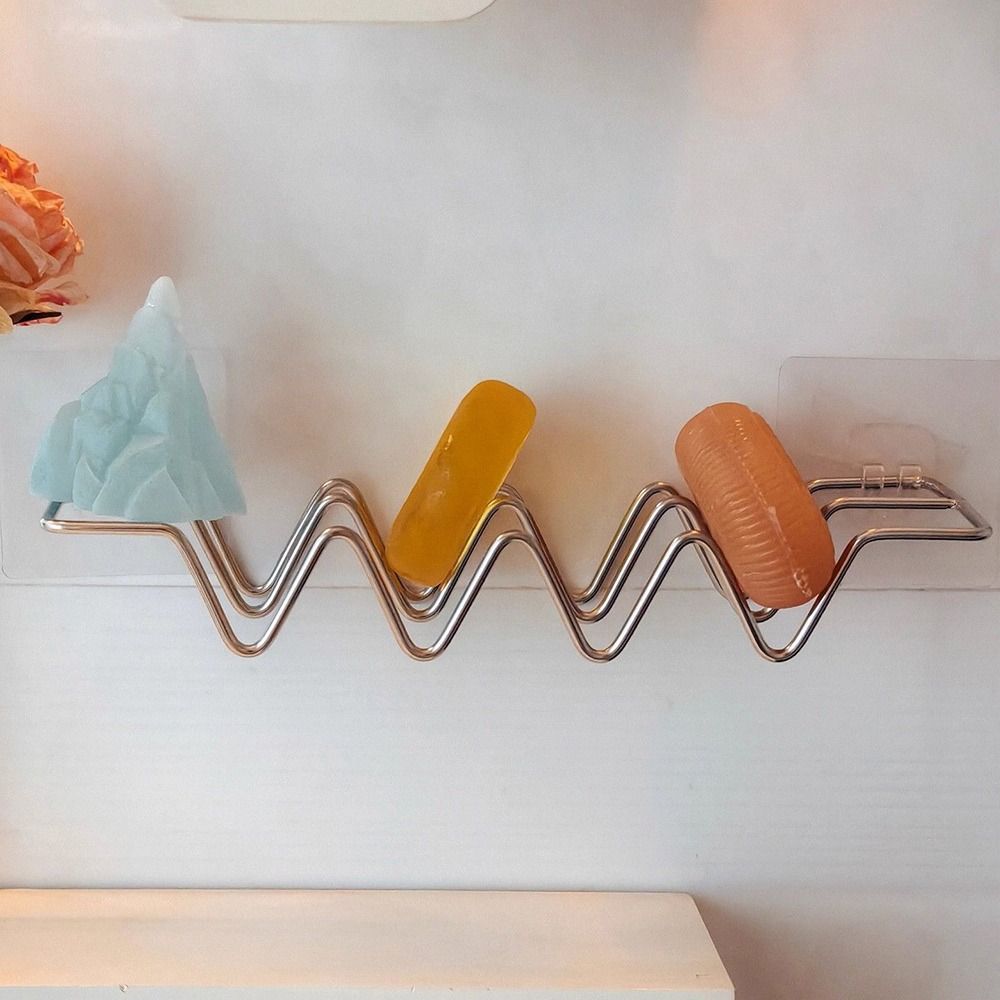 Minimalist Style Stainless Steel Soap Rack Moisture-Proof Waterproof Soap Holder Wall-Mountable Soap Dish Bathroom Use