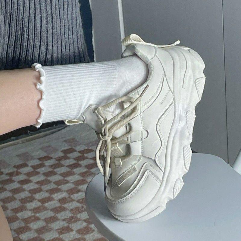 Campus dad shoes double mesh breathable 2025 high-value muffin bottom non-slip little white shoes spring and summer new women's shoes