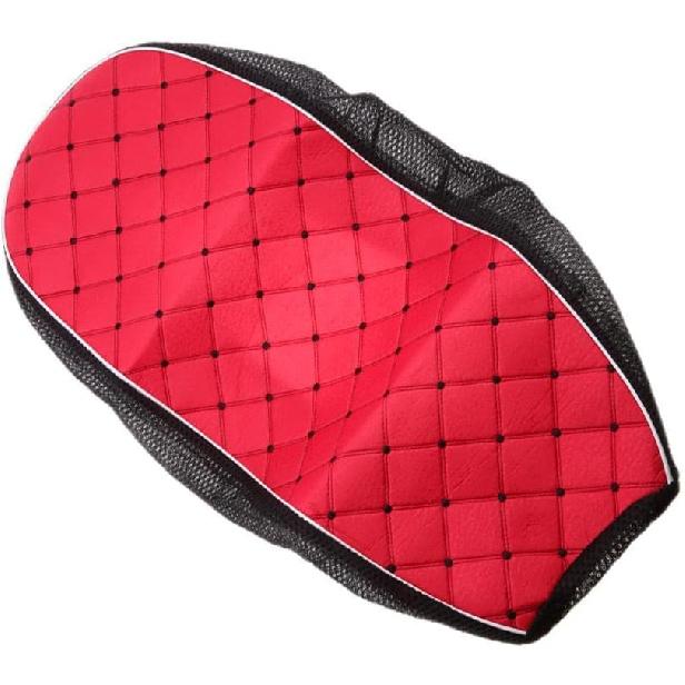 Red Motorcycle Scooter Moped Seat Cover Anti-Slip Cushion Pad PU Leather Waterproof, M/L/XL, M