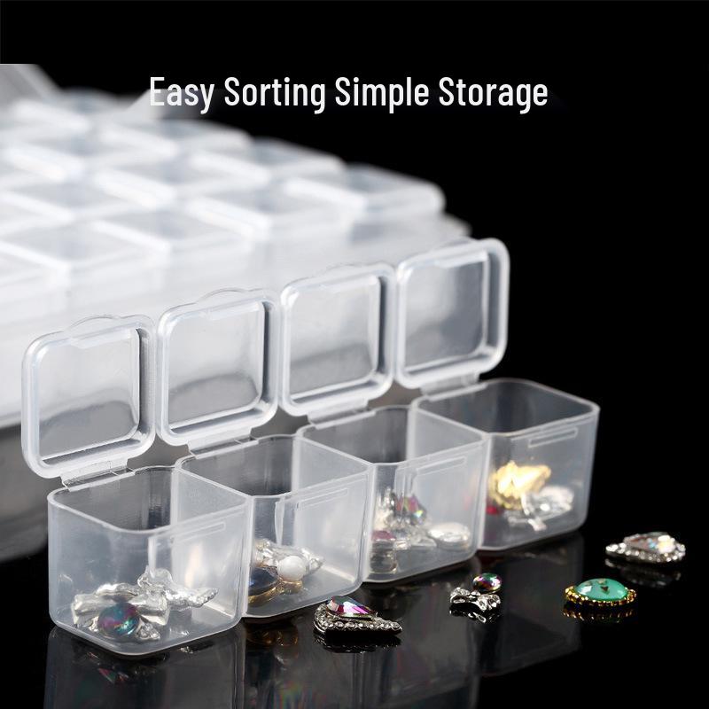 Transparent Nail Art Storage Box with 56 Compartments - No Diamond Leakage, Perfect for Small Accessories and Nail Jewels