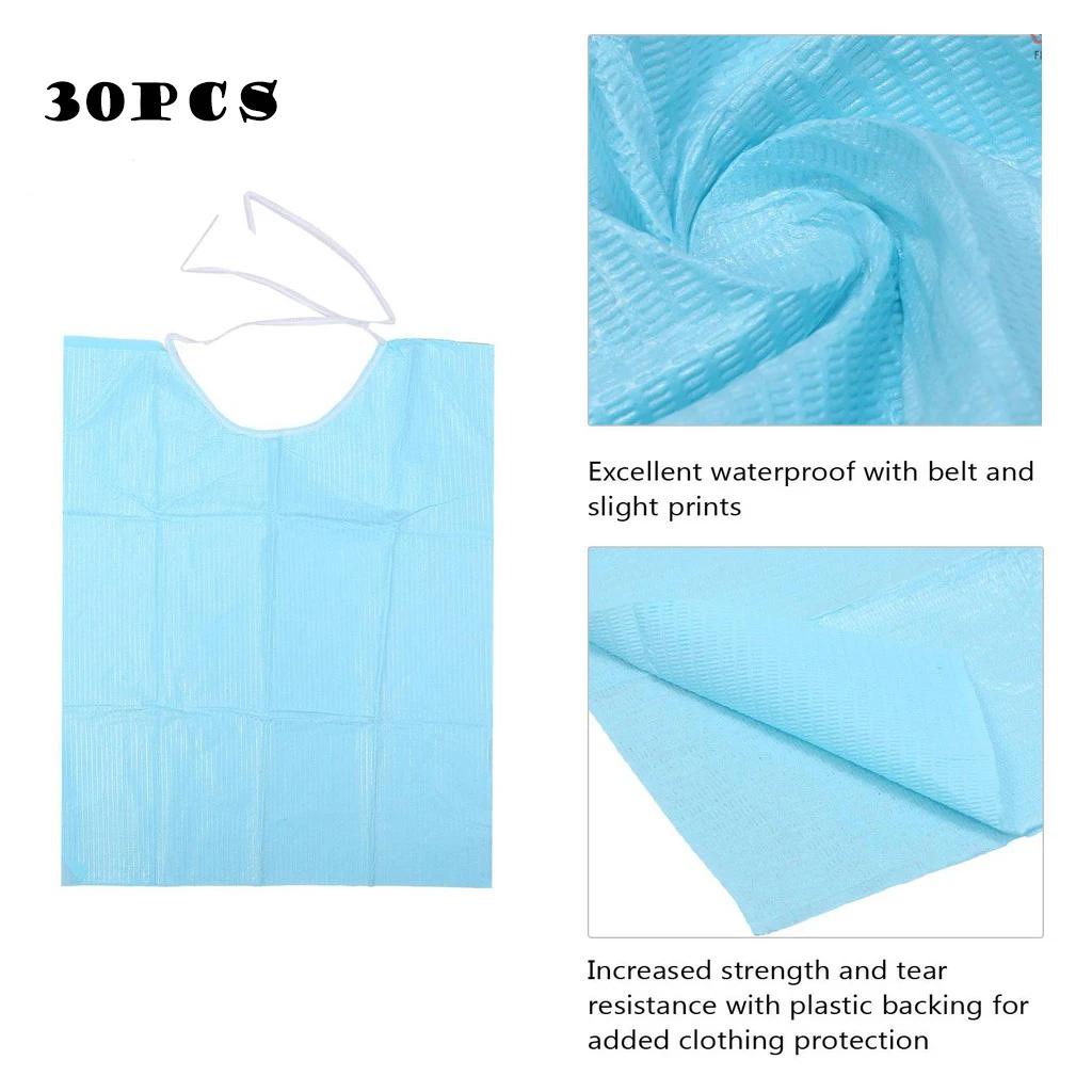 

30Pcs/bag Disposable Clean Wipes Pad Dental Piercing with Rope Waterproof Sheets Paper Napkins Medical Hygiene Care Bib