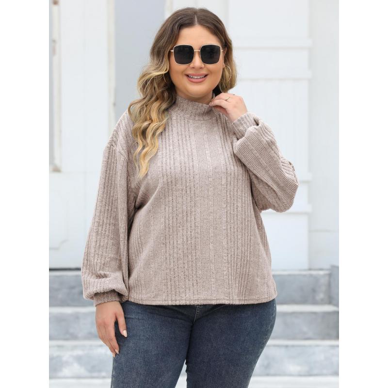 

Женский пуловер Топ Весна и Осень Новый Большой Размер Женская Футболка с Полувысоким Воротником Флисовая Рубчатая Базовая Футболка 3XL абрикосовый