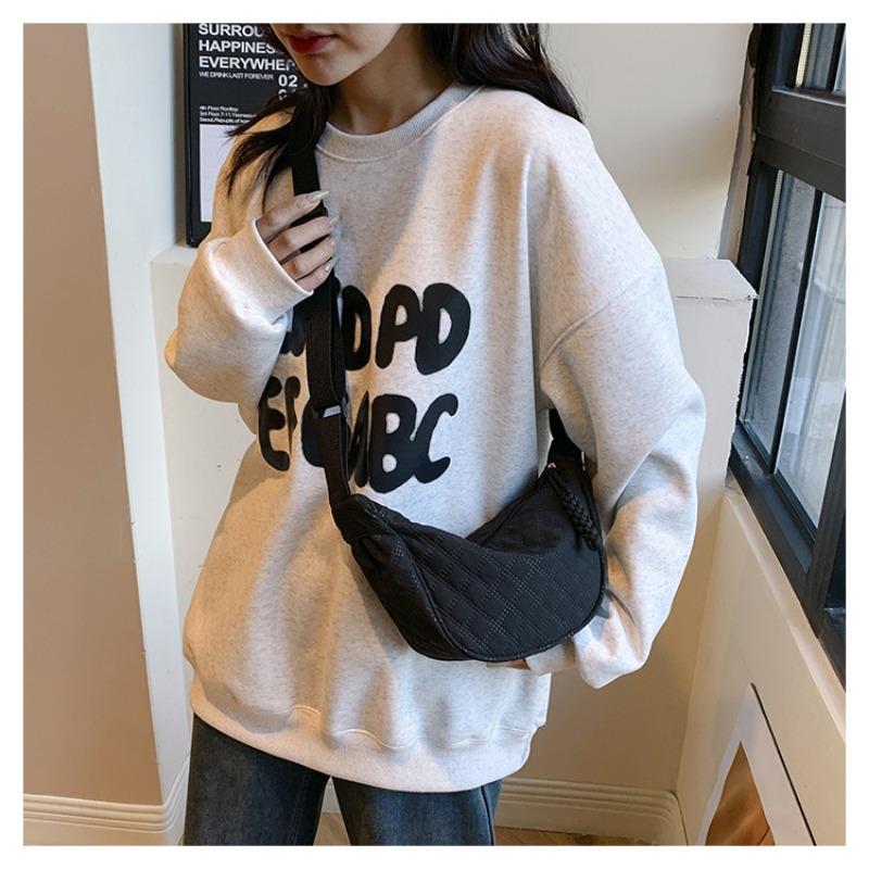 Women's New Shoulder Crossbody Dumpling Bag Large Capacity Tote Bag Solid Color Casual Versatile Nylon Fabric Bag Trendy