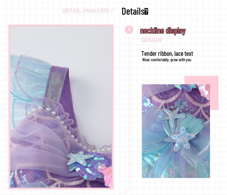 Little Mermaid Lolita Princess Dress - Summer Birthday Gown for Girls