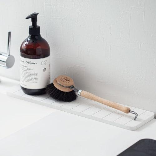 &NE Lava Stone 5-Glass Tray, Lattice LavaStone, White, 37.5cm Wide x 10cm Deep x 1cm High, Draining Tray for Dishwashing, Small, Asbestos-Free, Antiba