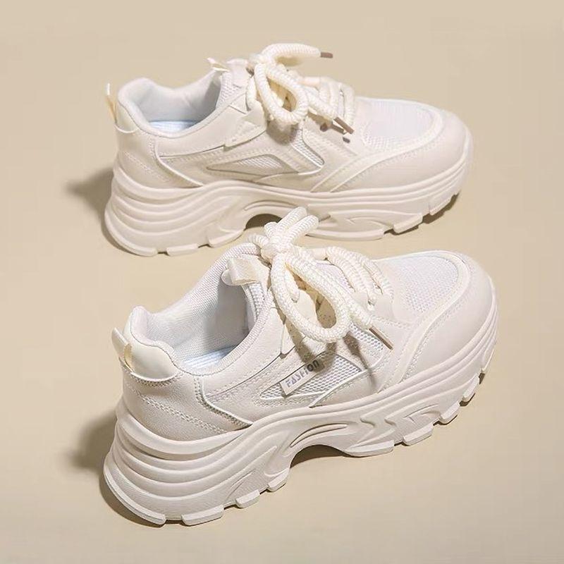 New Mesh Surface Platform Heightened Daddy Shoes Women's Spring Low-Top White Shoes Casual Shoes for Students