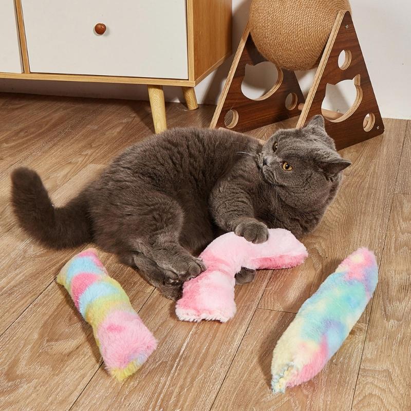 Pet Cat Bite-Resistant Catnip Teething Chew Toy Keep Kitten Busy for Biting with Catnip Strip Pillow Theme