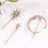 Classic Vintage Metal Geometric Rhinestone Hairpin Crystal Moon Sun Star Hair Clip Women Hair Pins Accessories Jewelry