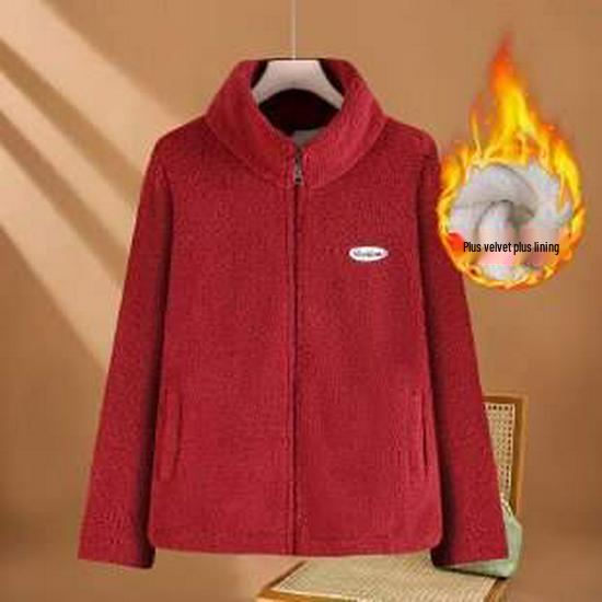 

Stylish Mom s Fleece Jacket - Women s Winter Plus Velvet Thick Top for Middle-Aged & Elderly 4XL (70-75 kg)