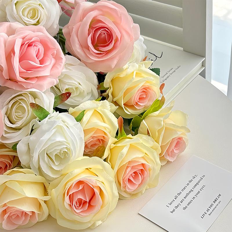 Rose simulation flower crushed ice blue rose home living room decoration Valentine's Day fake flower wedding hall decoration manufacturer wholesale