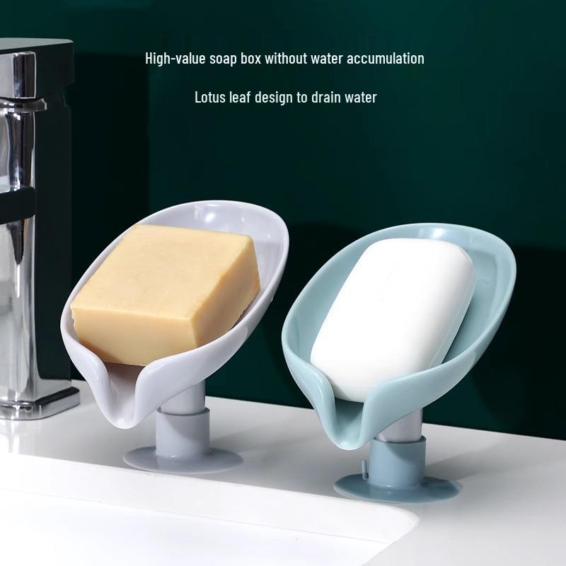 Non-Drip Soap Dish - No-Drill Suction Cup Lotus Leaf Design for Bathroom Vanity